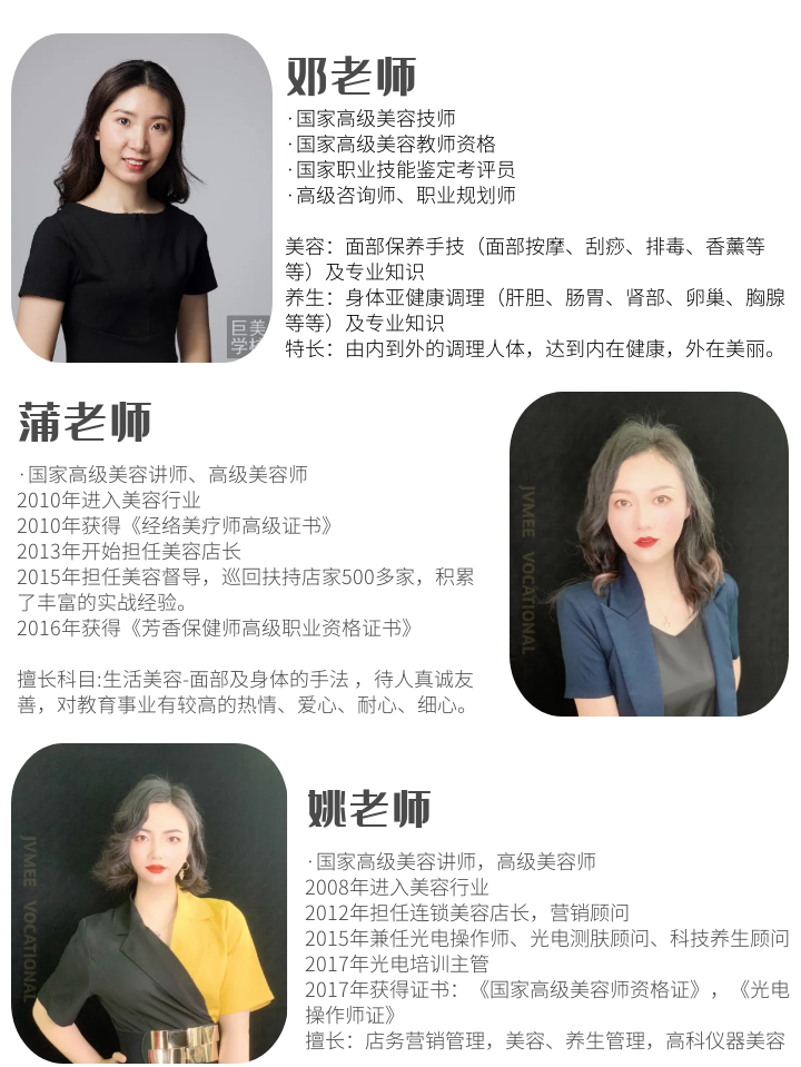 成都巨美美容学校老师团队